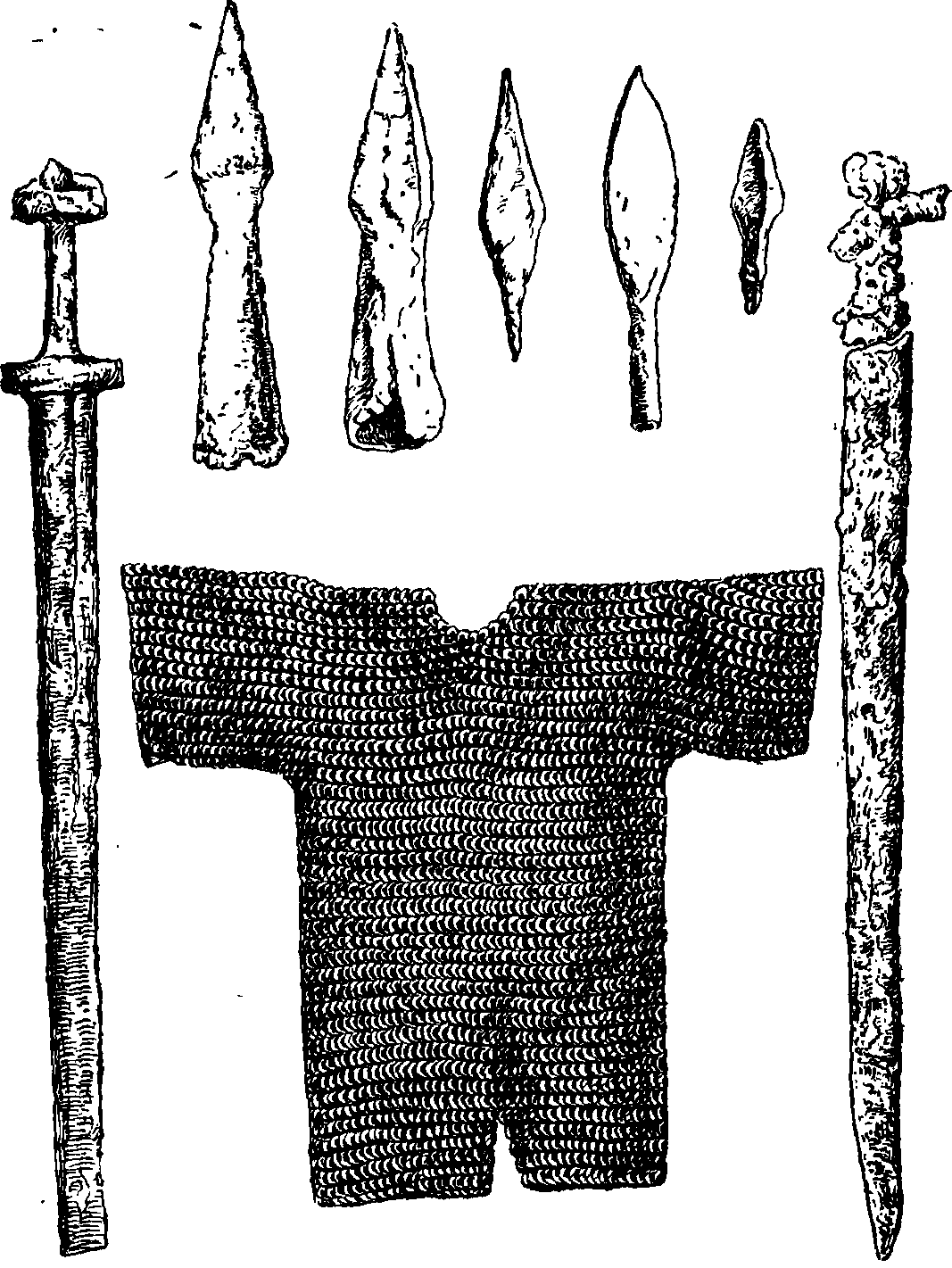 Русское вооружение XIII—XIV вв. (кольчуга, мечи, наконечники копий и стрел)