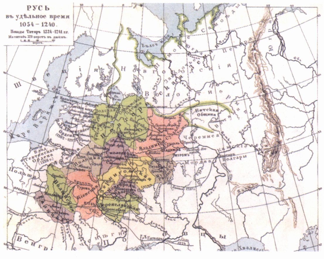 Карта Руси 1054—1240 гг
