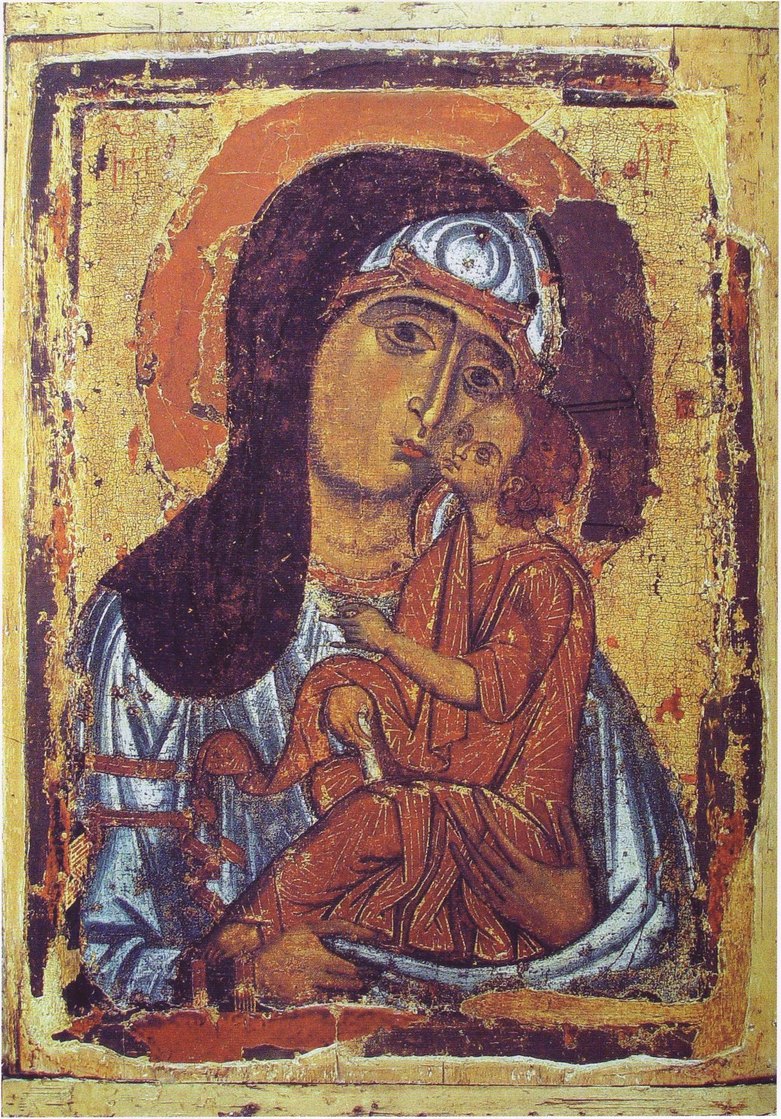 Богородица Умиление. Новгородская икона, рубеж XII—XIII вв