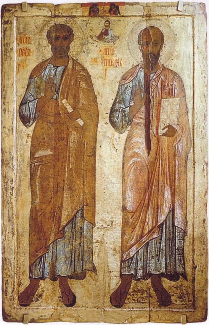 Апостолы Петр и Павел. Икона из Белозерска, начало XIII в