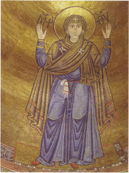 Оранта — Богоматерь молящаяся. Мозаика свода главного алтаря Киевского Софийского собора, XI в