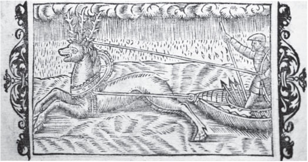 Биармиец в пути. Рисунок из книги «История Северных народов» (Olaus Magnus, Gothus. Historia de gentibus septentrionalibus / Olaus Magnus. Romae, 1555)
