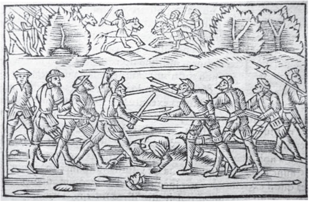 Сражение на Севере. Рисунок из книги «История Северных народов» (Olaus Magnus, Gothus. Historia de gentibus septentrionalibus / Olaus Magnus. Romae, 1555)