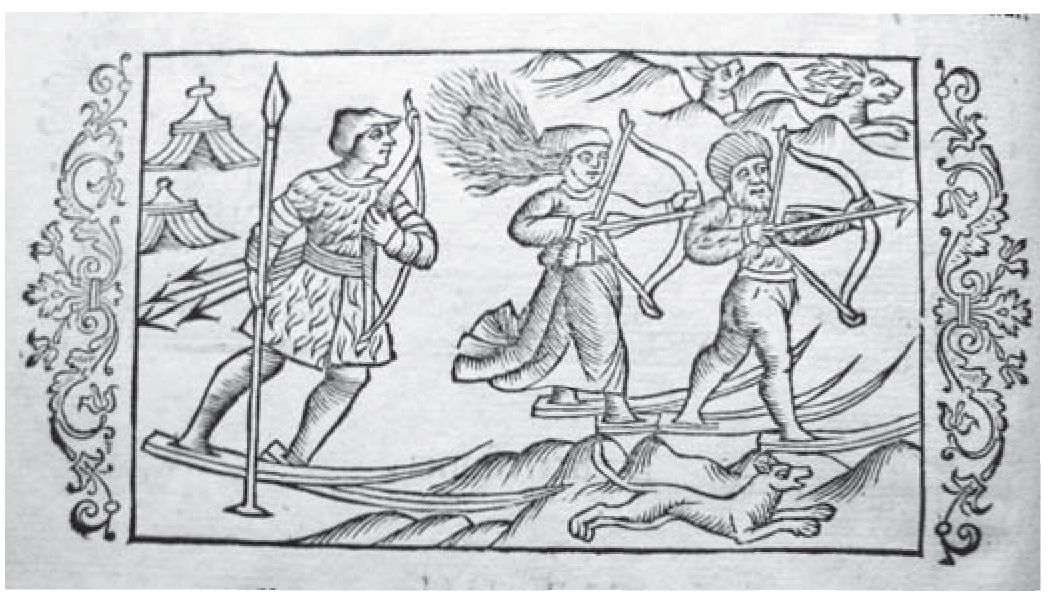 Лопари — терфинны. Рисунок из книги Olaus Magnus, Gothus. Historia de gentibus septentrionalibus / Olaus Magnus. Romae, 1555