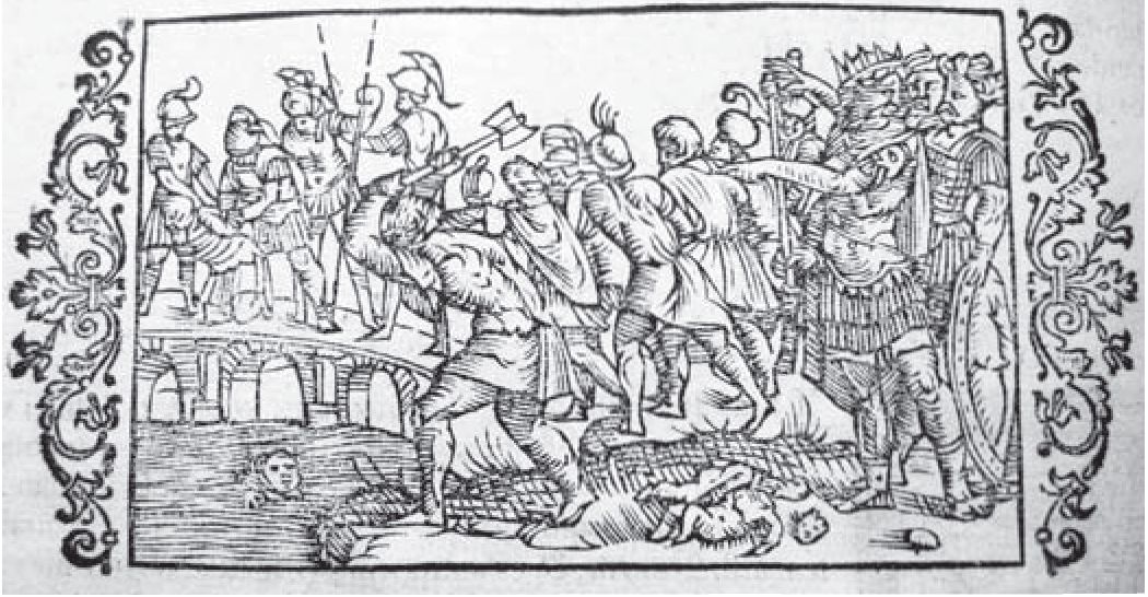 Жестокая расправа. Рисунок из книги Olaus Magnus, Gothus. Historia de gentibus septentrionalibus / Olaus Magnus. Romae, 1555