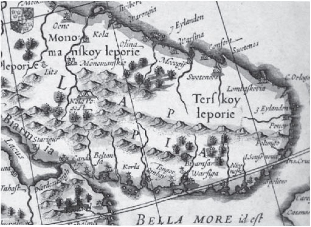Надпись Biamzar на английской карте Адриана Вина (Adrianus Veno Aurelius), 1600 г.