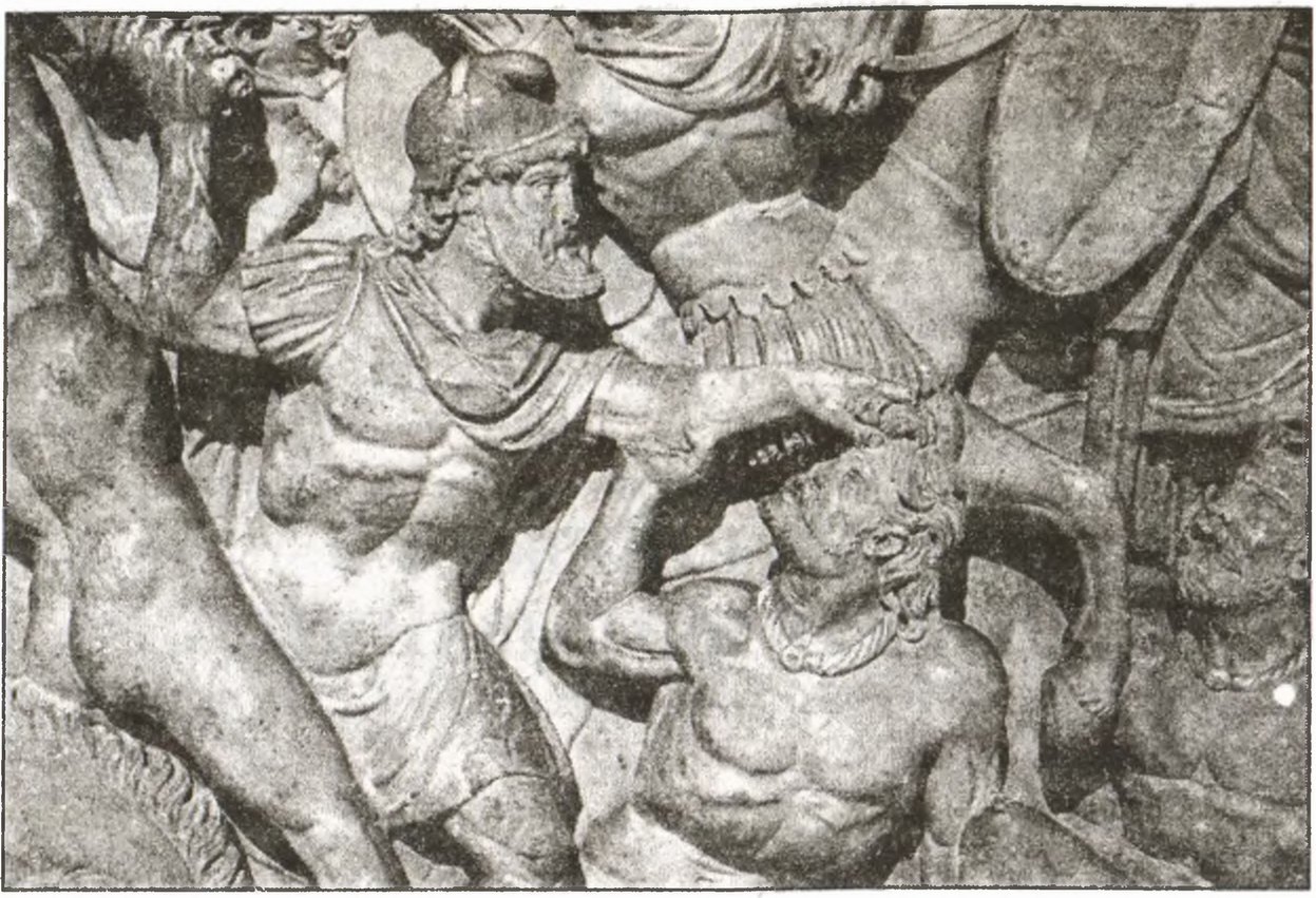 Изображение остготов на древнеримском саркофаге