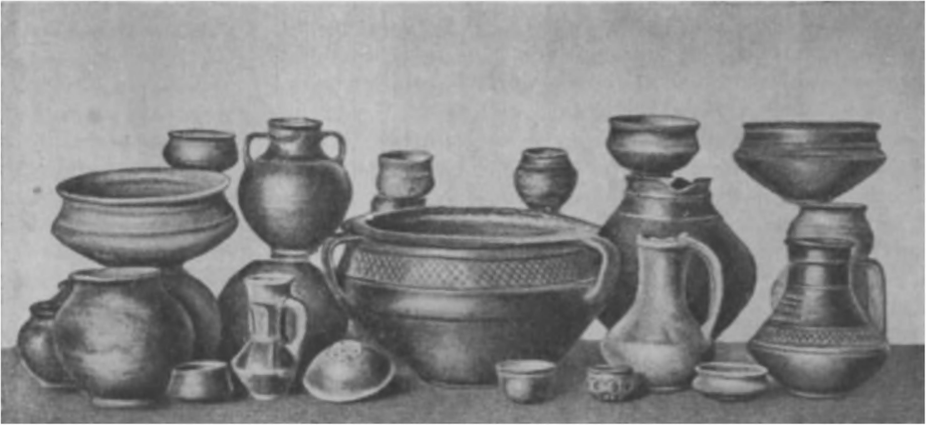 Посуда Черняховской культуры, изготовленная на гончарном круге. Среднее Поднепровье II—IV вв. н. э