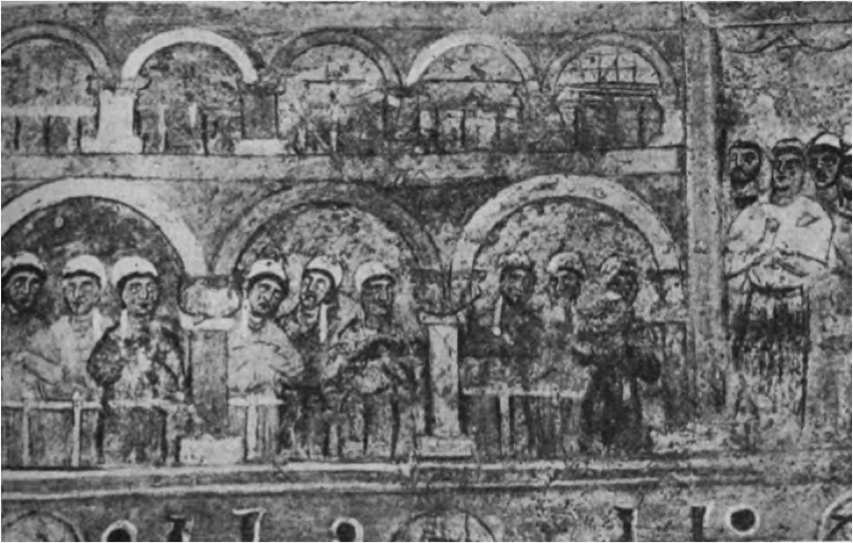 Фреска Софийского собора, изображающая зрителей ипподрома