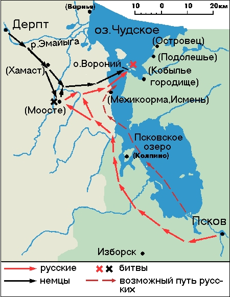 Рис. 6. Кампания 1242 г. в Эстонии, по Пашуто