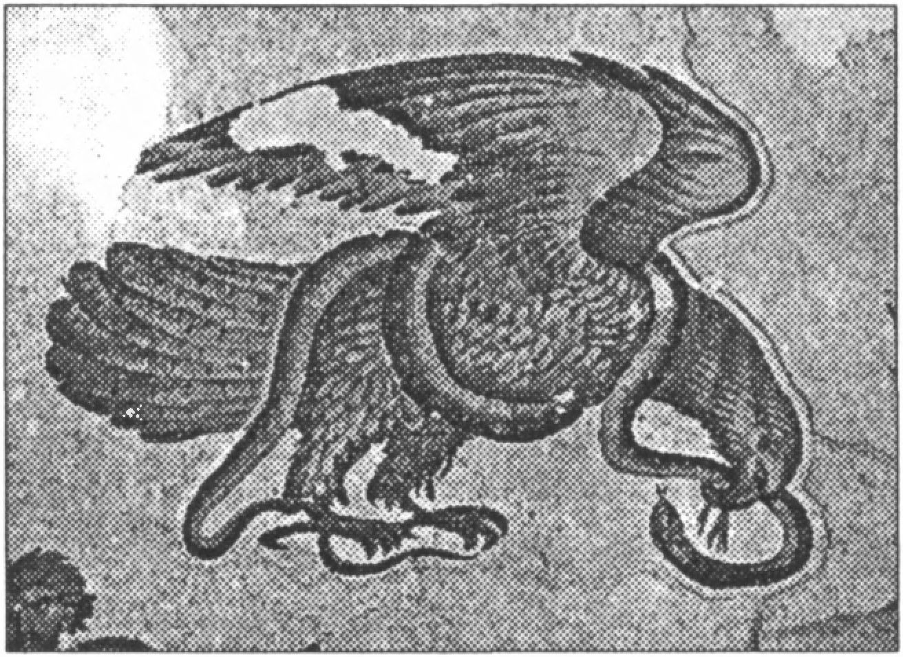 Ил. 159. Поединок орла со змеей. Мозаика. Константинополь. Вторая половина VI в. Большой императорский дворец (Стамбул, Турция)