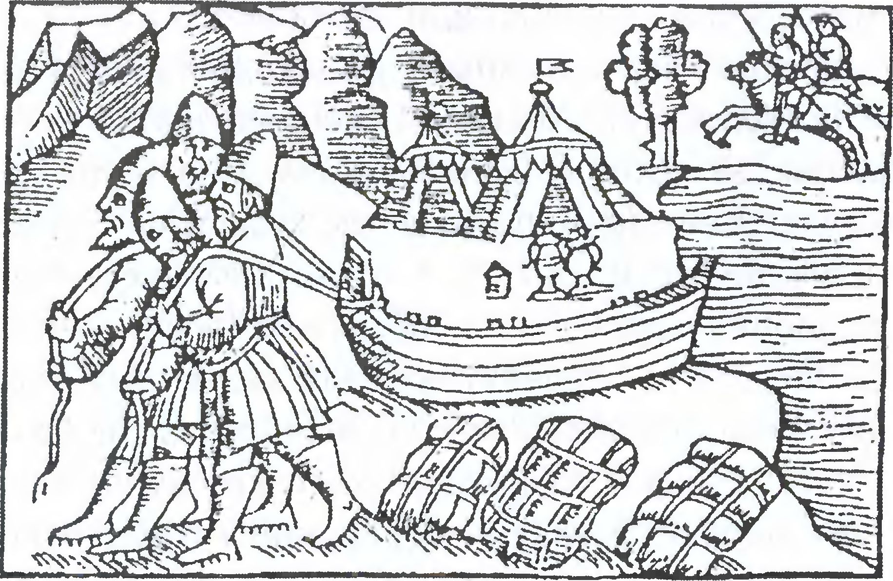 Волховские возчики (порожане). Из книги Олафа Магнуса «История северных народов» (1555 г.)